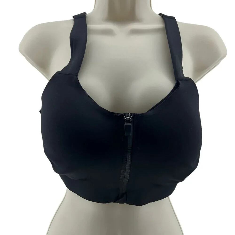 Victoria's Secret Knockout Front Close Sports Bra Black Womens 38DDD